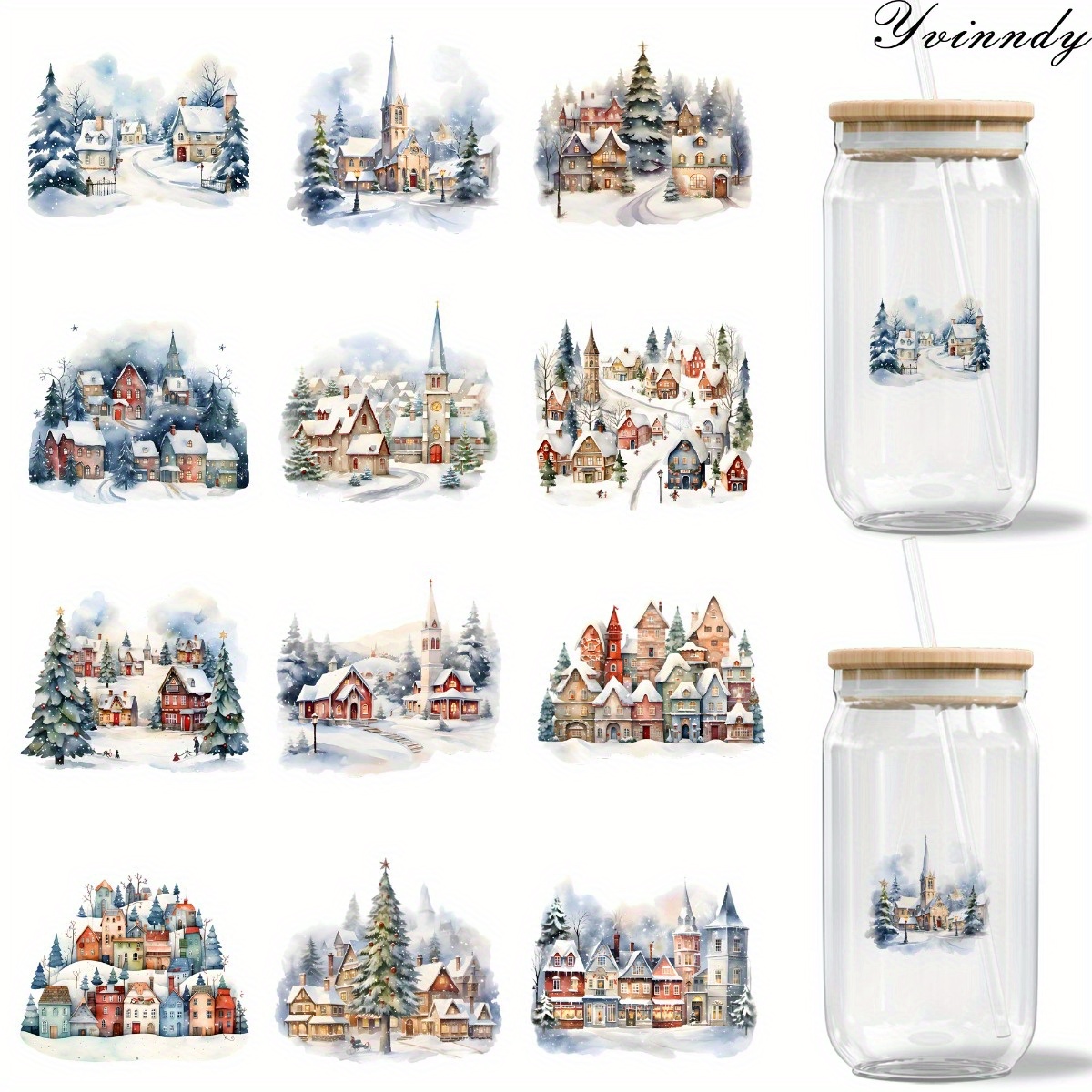 12Pcs/Set Christmas Snow Scene - Rdta Tank Glass recension och pris